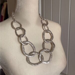MarlaWynne Silver Textured Hammered Link Necklace